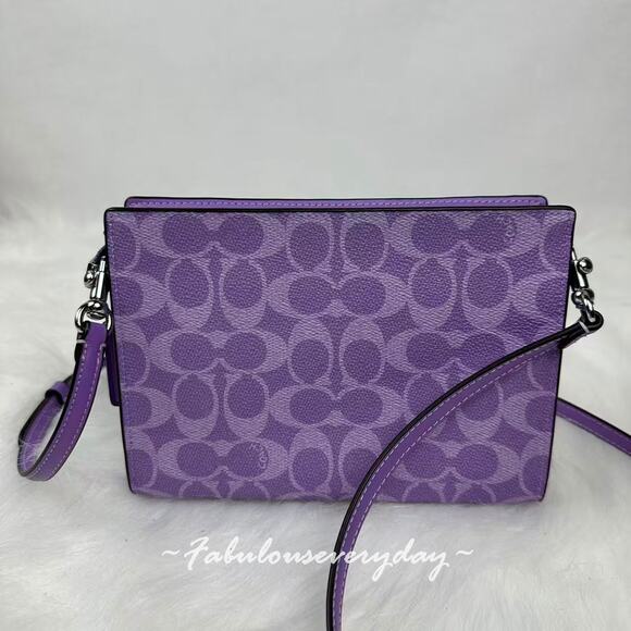 Coach Slim Crossbody Bag In Signature Canvas In Purple Iris Silver CBM46 NWT - Picture 4 of 7